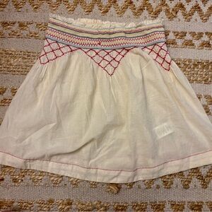 URBAN OUTFITTERS Cream Smocked Top with Pink Embroidery